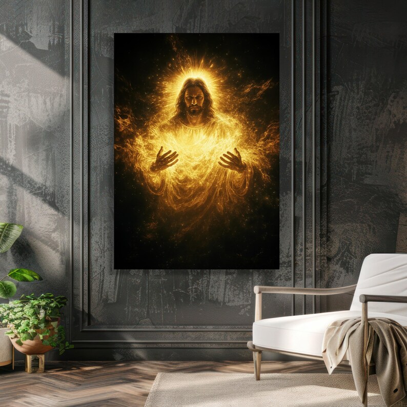Glowing Jesus Christ Canvas Wall Art, Spiritual Religious Home Decor ...