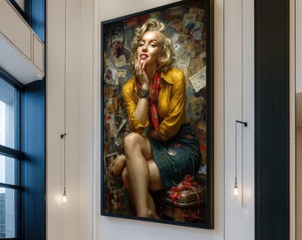 Vintage glamourportret canvas, retro pin-up woman kunst aan de muur, klassieke jaren 1950 stijl canvas, iconisch vrouwelijk figuur woondecoratiekunstwerk