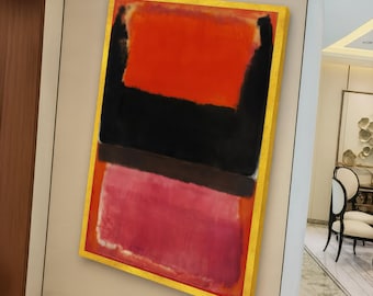 Abstract Color Fields Canvas Wall Art, Modern Mark Rothko Style, Bold Red and Black Contemporary Expressionist Canvas, Home Decor Accent