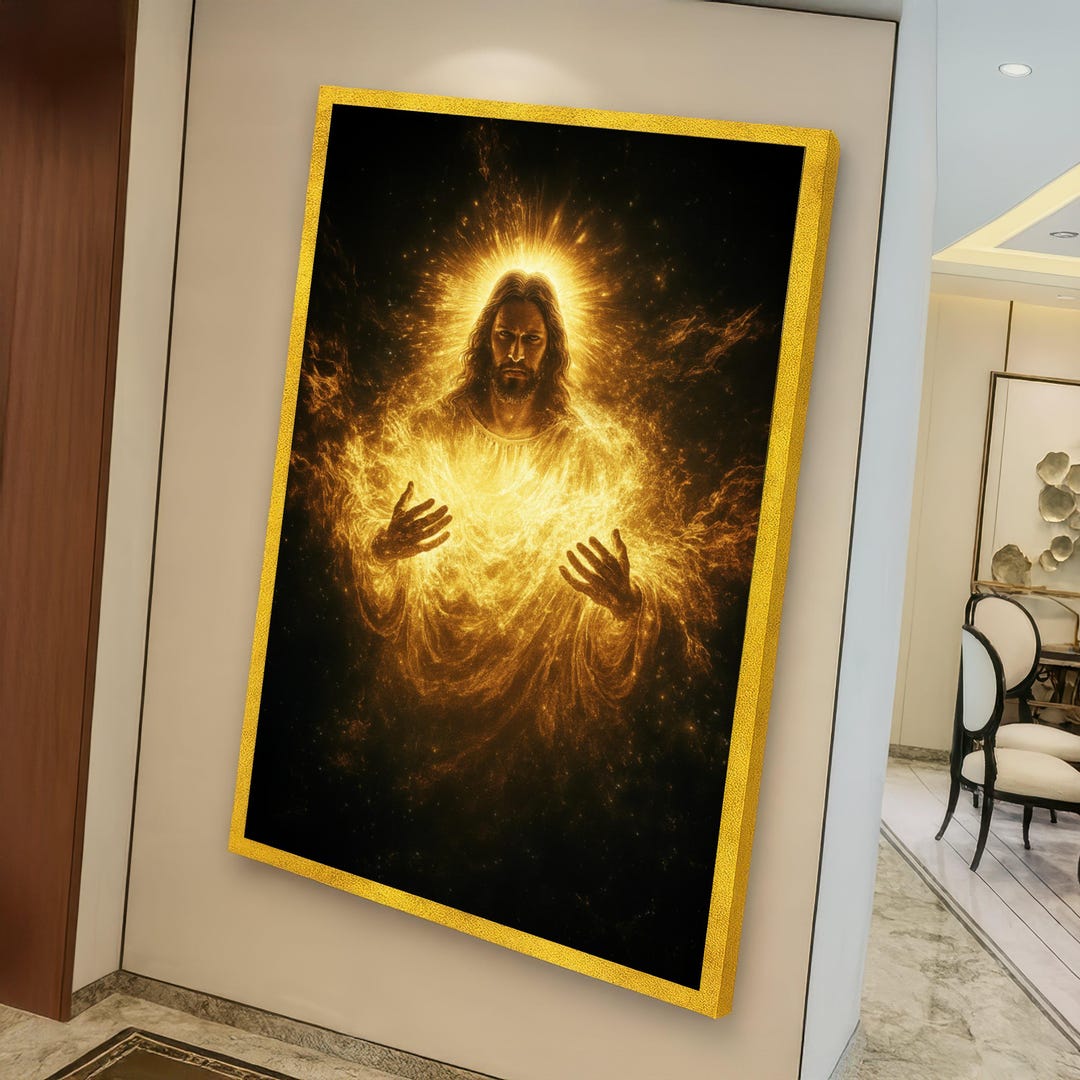 Glowing Jesus Christ Canvas Wall Art, Spiritual Religious Home Decor ...