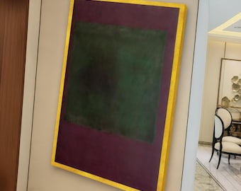 Abstrakcyjne płótno z kolorowym polem, nowoczesny, minimalistyczny wystrój domu w odcieniach zieleni i bordo z motywem Marka Rothko, współczesna sztuka na płótnie