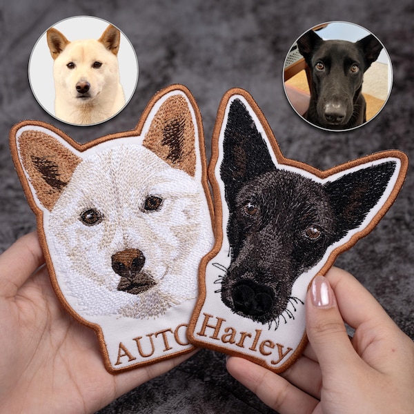 Custom Dog Portrait Embroidered Patches: Iron On, Sew On, Hook & Loop Patch for Jackets