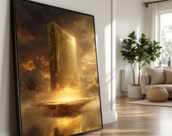 Golden Islamic Calligraphy Art, Illuminated Quran Canvas Print