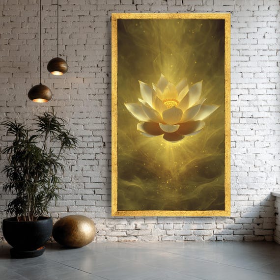 Golden Lotus Flower Canvas, Spiritual Zen Wall Art - Etsy