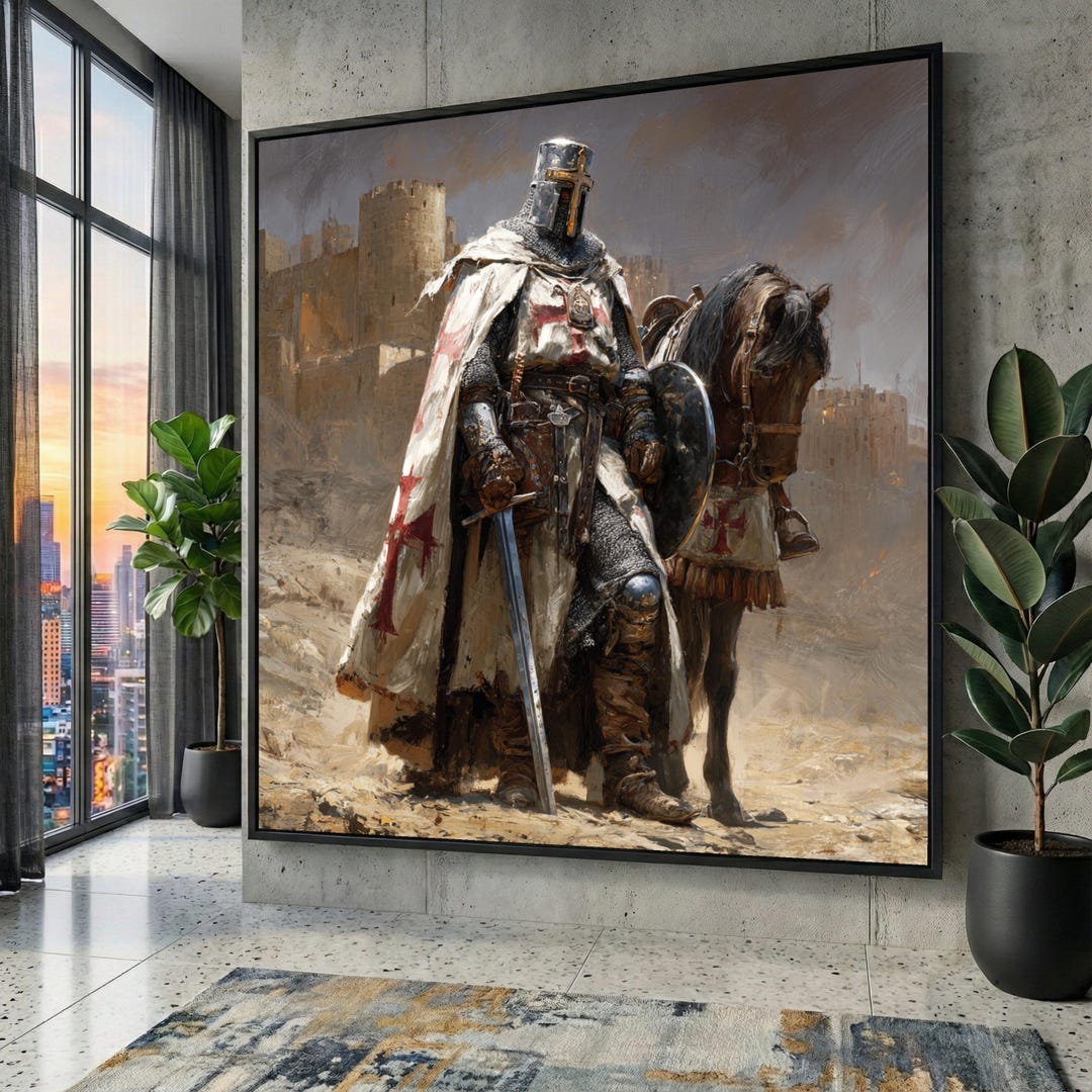 Knight Templar Canvas Wall Art, Crusader Warrior, Historic Armor - Etsy