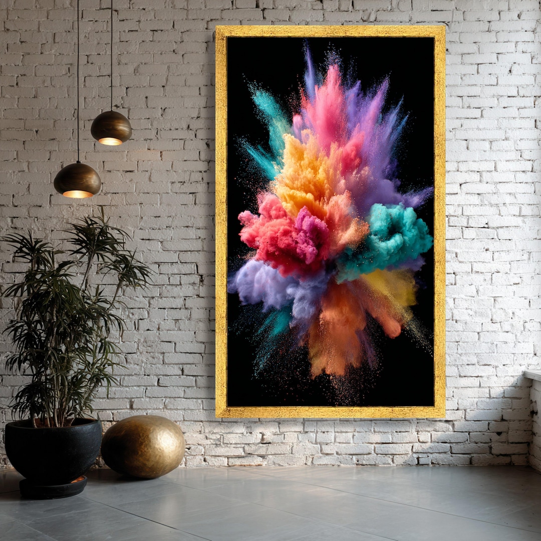 Vibrant Powder Burst Canvas, Abstract Colorful Wall Art - Etsy