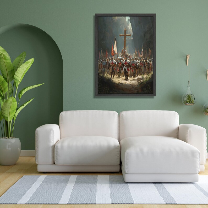 Medieval Crusaders Canvas Wall Art, Historical Battle Scene image 3