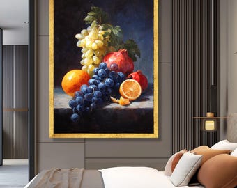 Still Life Fruit Canvas Wall Art, Kitchen Decor