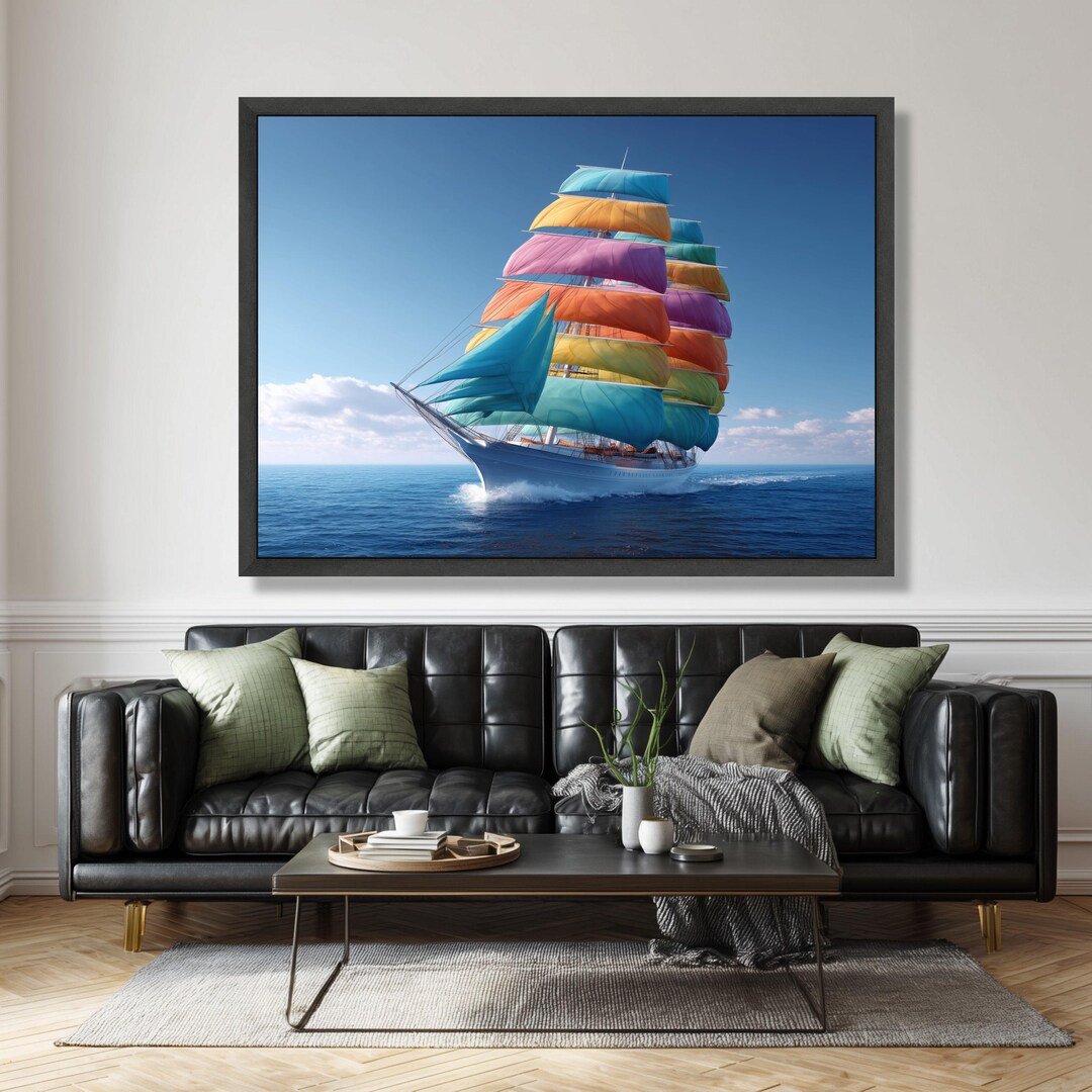 Colorful Sails Sailing Ship Canvas Wall Art, Nautical Decor - Etsy