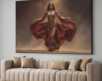 Elegant Belly Dancer Canvas Art, Bohemian Home Decor