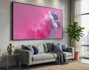 Abstraktes Paarkuss-Leinwand, romantische rosa Kunst