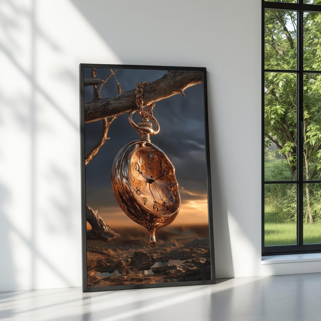 Surreal Melting Pocket Watch Canvas, Abstract Bronze Clock Wall Art - Etsy