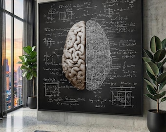 Brain Anatomy Canvas Art, Science Illustration, Educational Home Decor