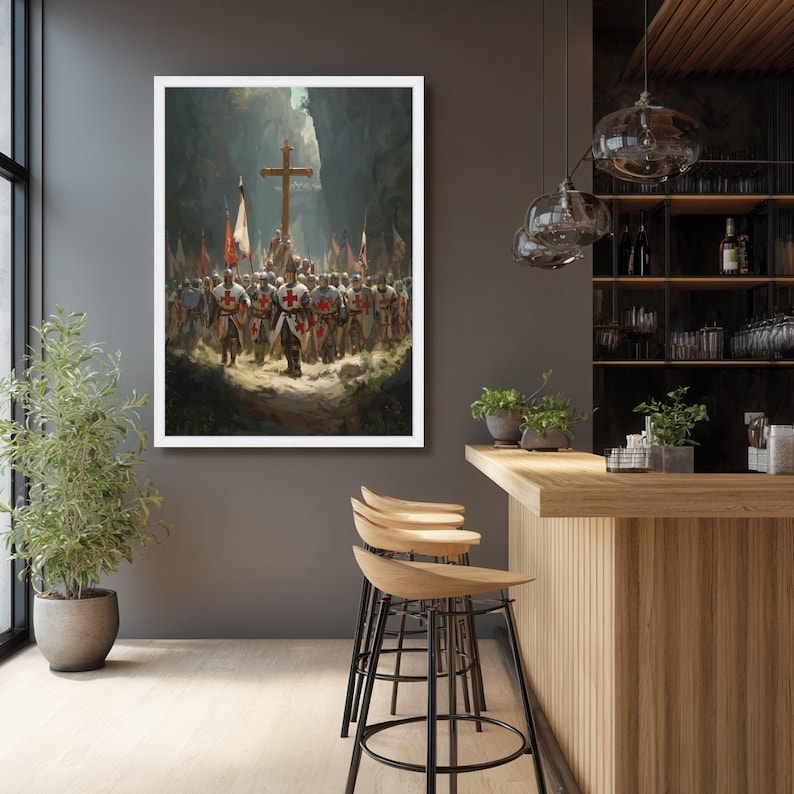Medieval Crusaders Canvas Wall Art, Historical Battle Scene image 5