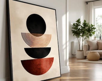 Abstract Geometric Canvas Print, Mid Century Modern Wall Art