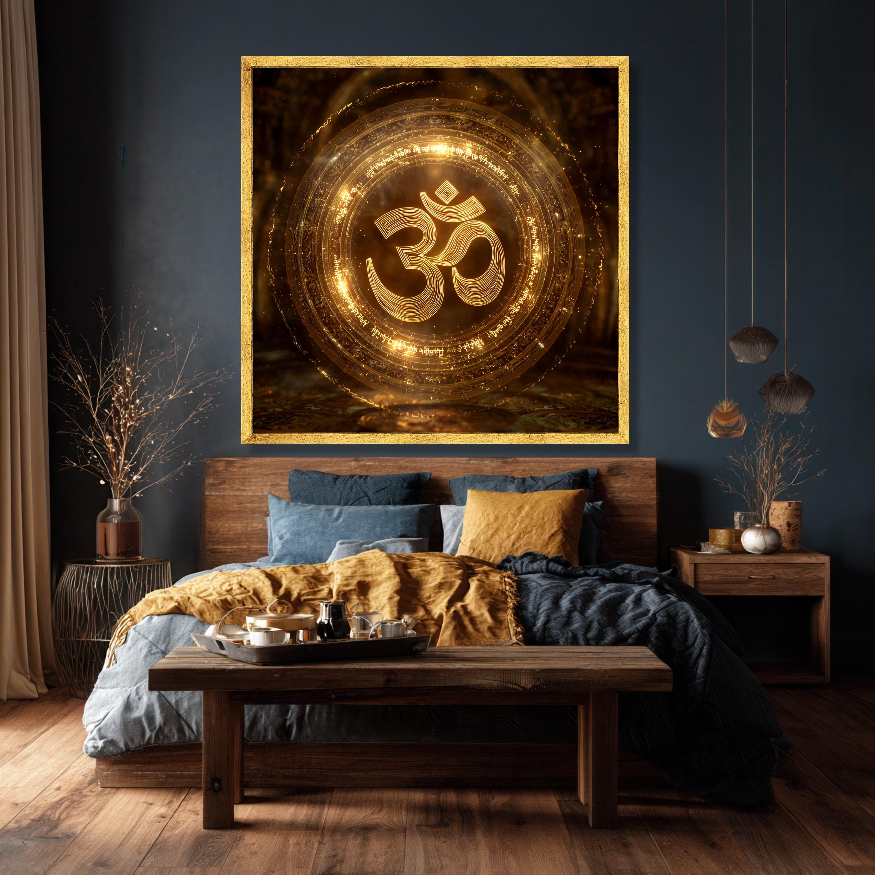 Golden Om Symbol Canvas, Spiritual Yoga Meditation Wall Art - Etsy