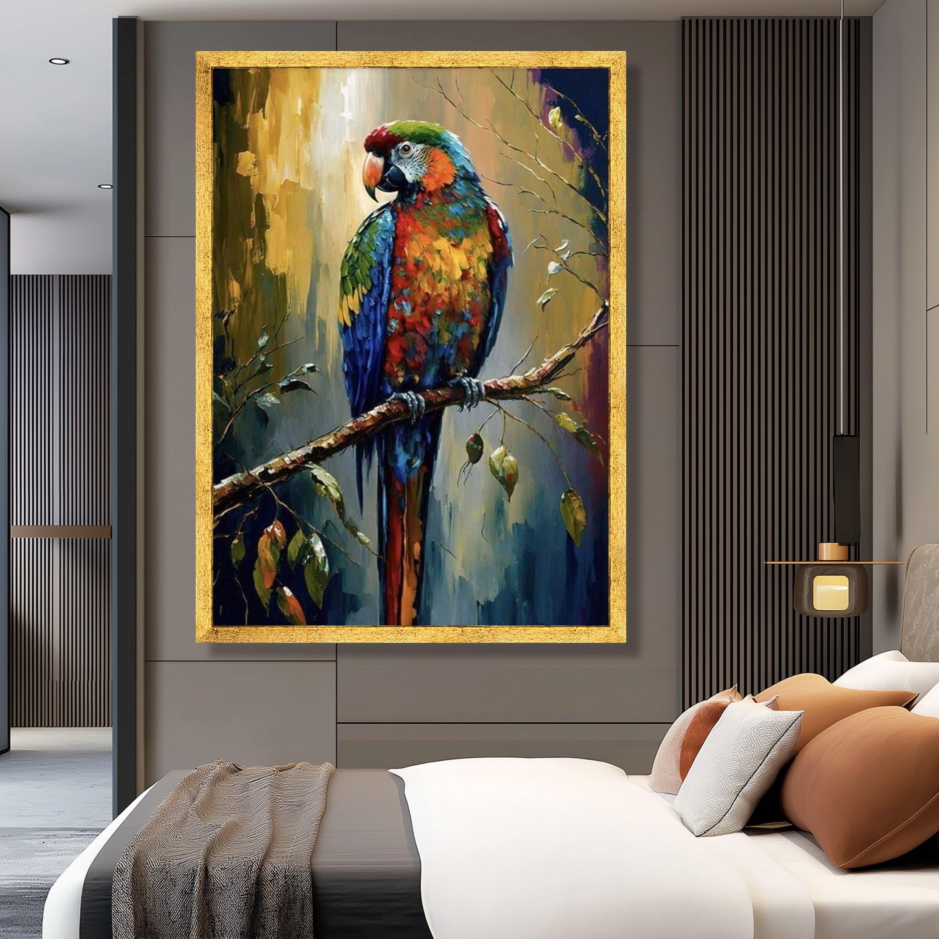 Vibrant Parrot Canvas Print, Exotic Bird Wall Art, Tropical Decor