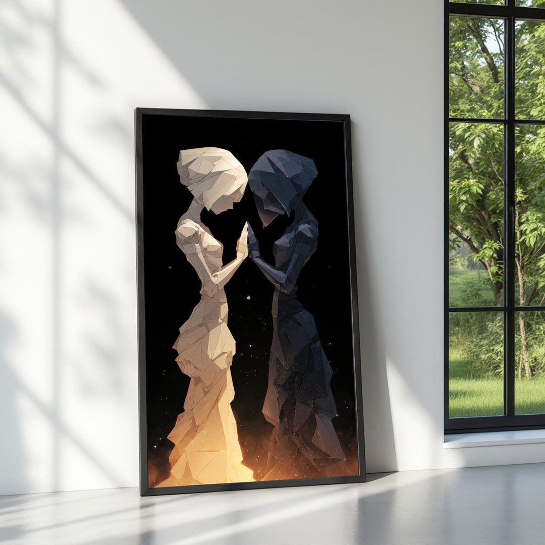 Abstract Figures Canvas Wall Art, Light and Dark Duality - Etsy