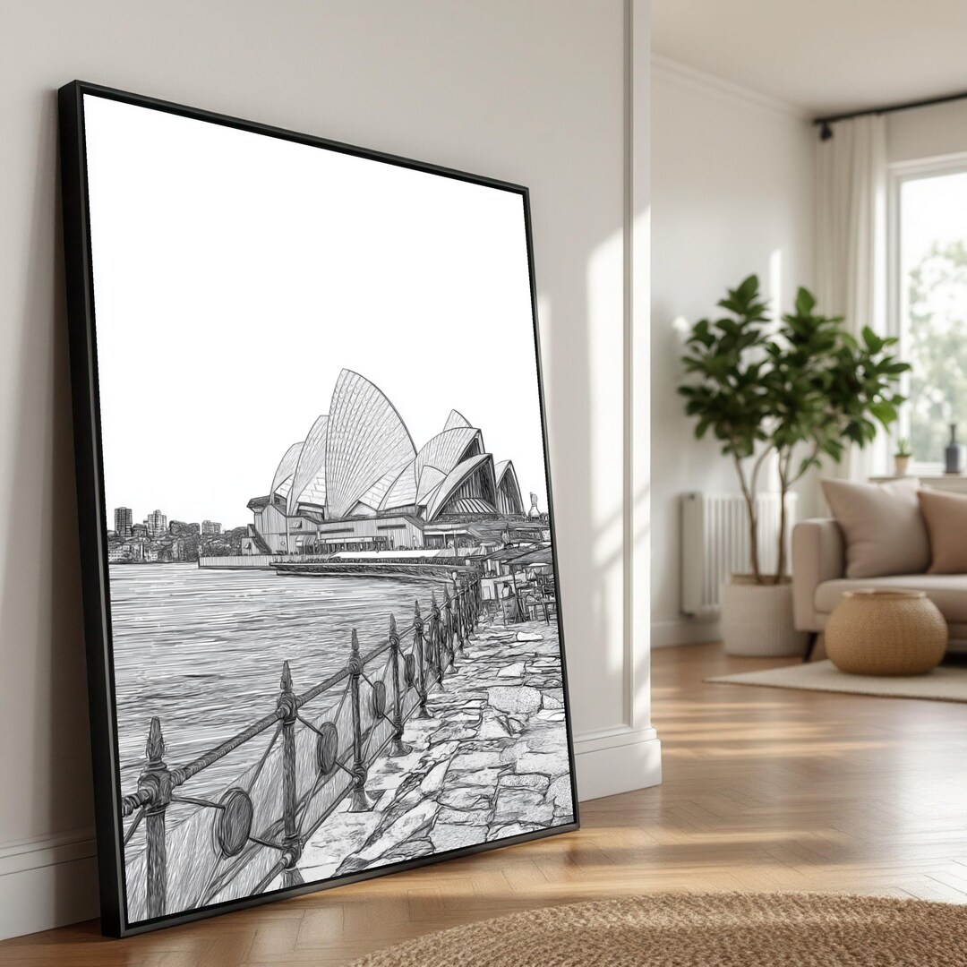 Sydney Opera House Sketch Canvas, Iconic Architecture Wall Art - Etsy