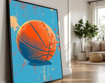 Vibrant Basketball Canvas Print, Sports Pop Art, Athletic Decor
