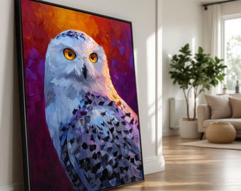 Snowy Owl Canvas, Modern Wildlife Wall Art, Ready to Hang