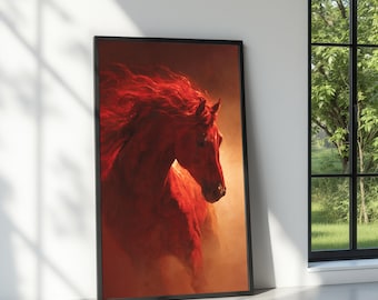 Fiery Red Horse Canvas Print, Majestic Equine Wall Art, Ready to Hang