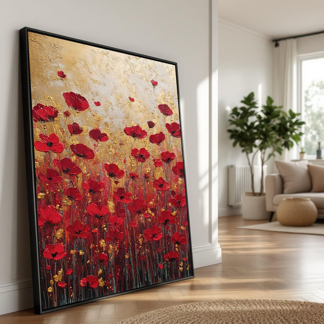 Vibrant Red Poppy Field Canvas, Floral Meadow Wall Art - Etsy
