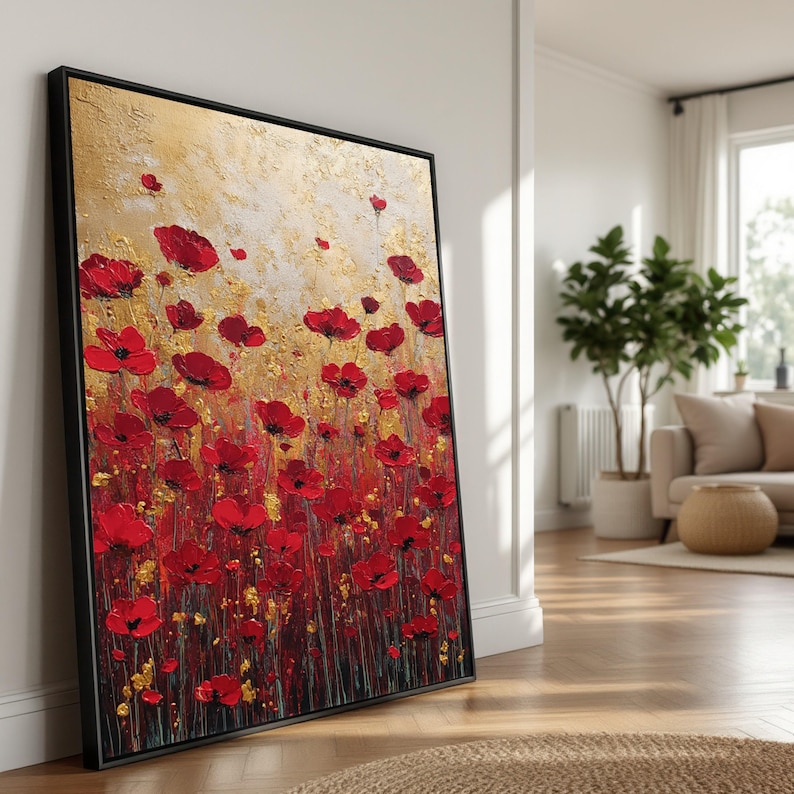 Vibrant Red Poppy Field Canvas, Floral Meadow Wall Art - Etsy