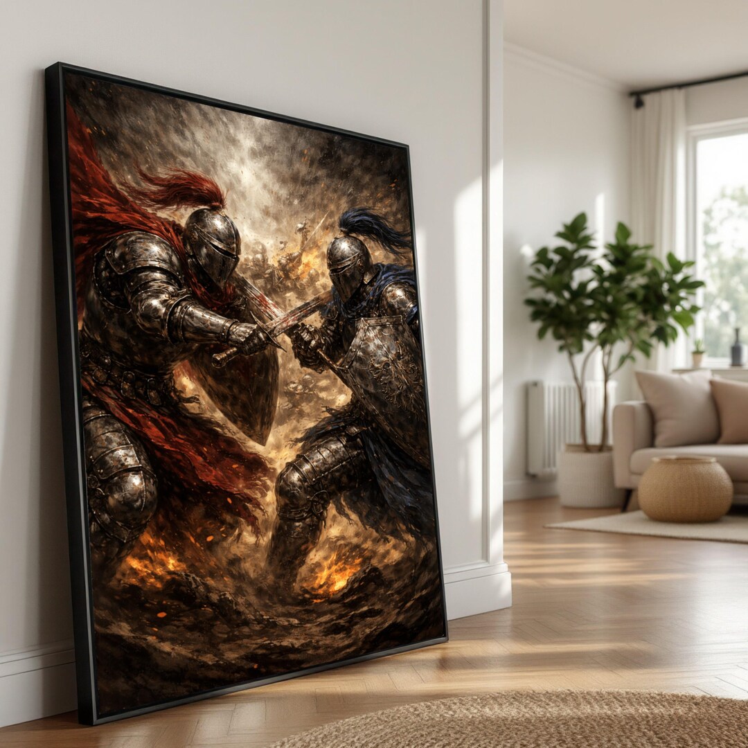 Medieval Knight Duel Canvas Print, Historic Battle Wall Art - Etsy