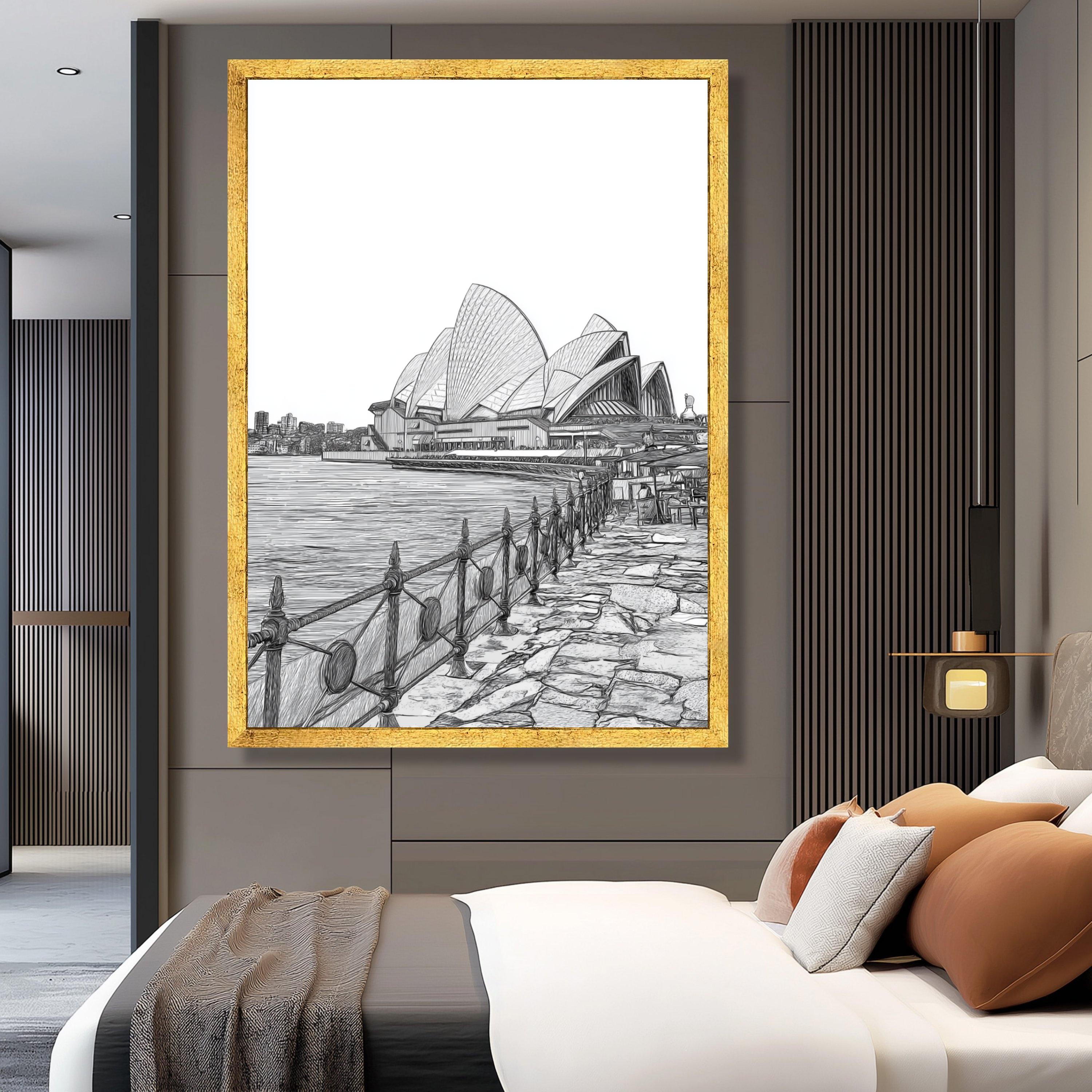 Sydney Opera House Sketch Canvas, Iconic Architecture Wall Art - Etsy