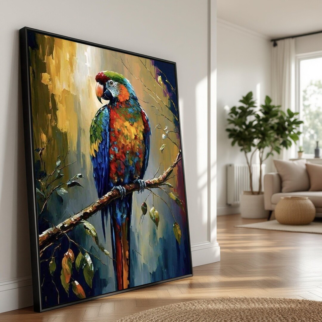 Vibrant Parrot Canvas Print, Exotic Bird Wall Art, Tropical Decor