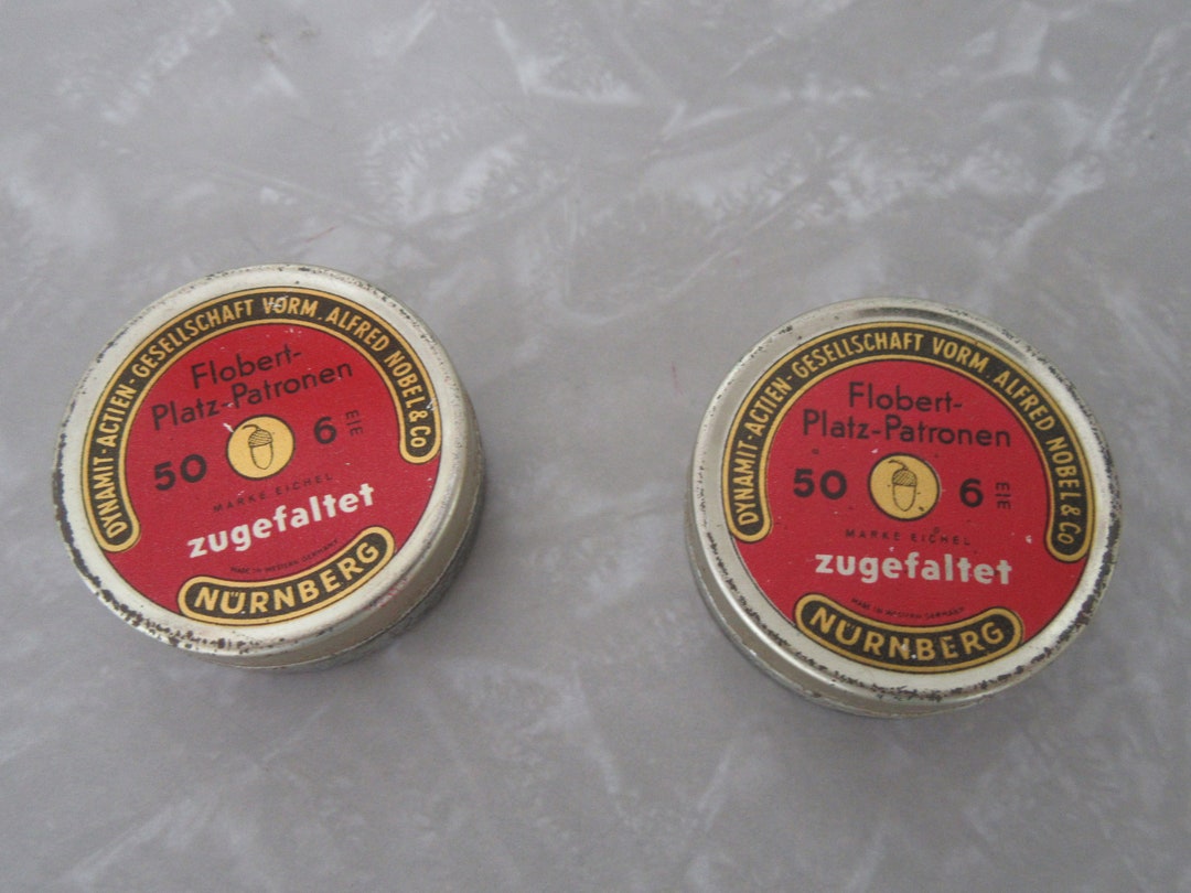 Vintage Zugefaltet Rimfire Blanks in Original Tin Western Germany Collectible Advertising Tin