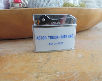 Vintage Advertising Pocket Cigarette Lighter Barlow Astor Truck Rite Inc made in Japan