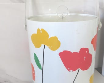 Vintage Vera Vinyl Tall Ice Bucket: Abstract Flowers Barware