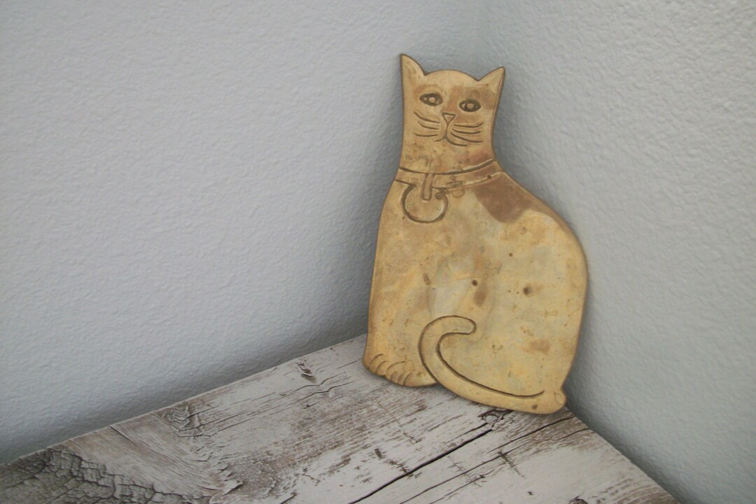Vintage Brass Cat Trivet Detailed Rosenthal Netter Retro Etsy
