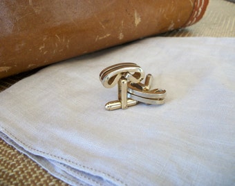 Vintage Retro Mid Century Mens Cuff Links Goldtone Brass