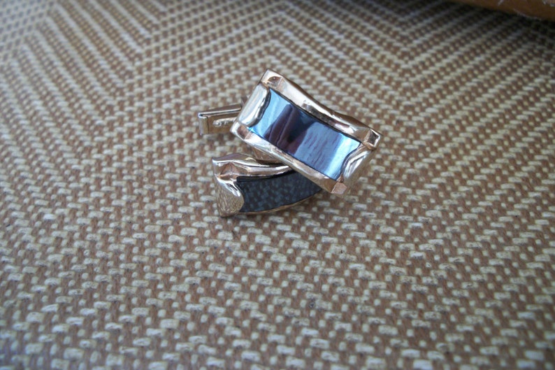 Vintage Mens Cuff Links Black Marchasite1960s 1970s
