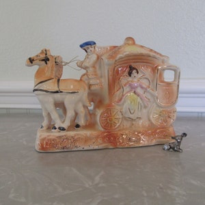 My Lady Vintage Lady Princess in Horse Carraige Coach Porcelain TV Lamp Base Decorative