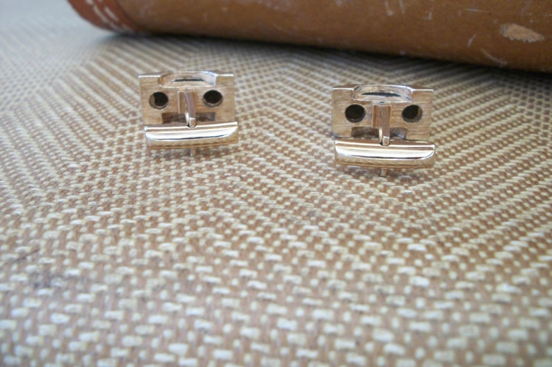 Vintage Mens Cuff Links Black Marchasite1960s 1970s