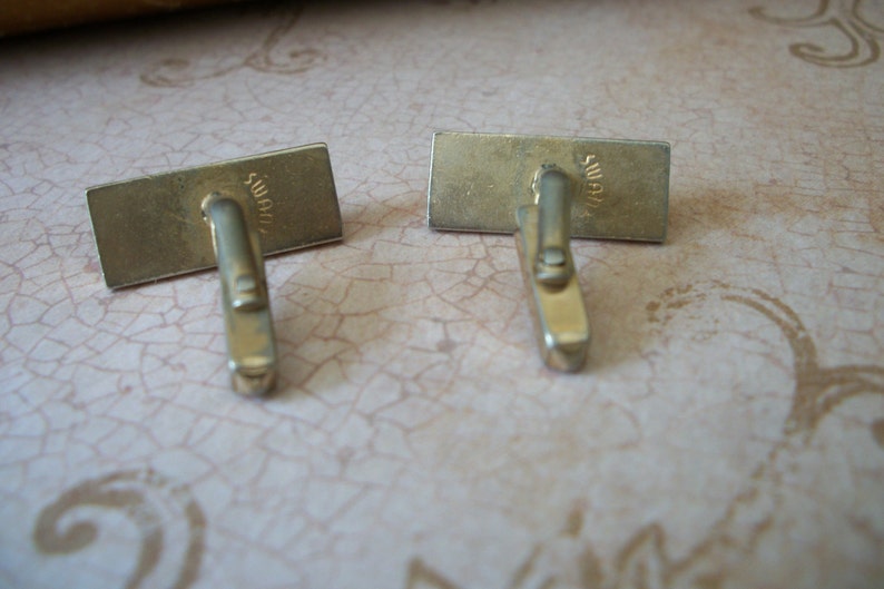 Vintage Mens Cuff Links Mid Century Goldtone Hickok USA