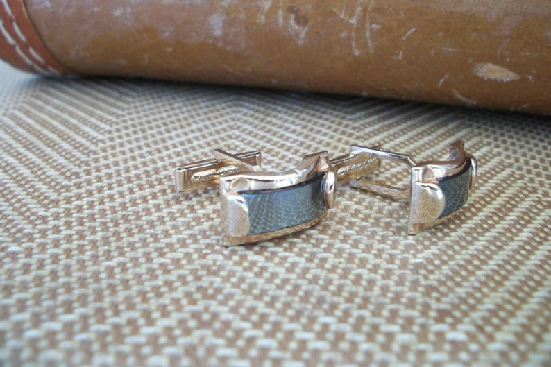 Vintage Mens Cuff Links Black Marchasite1960s 1970s