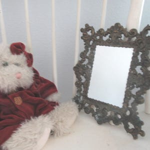 Vintage Rococo Brass Vanity Mirror: Ornate Wall Hanging Decor