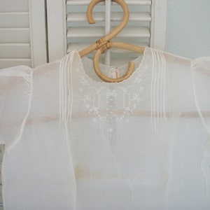 Vintage Children&#39;s Handmade Dress Blouse Top Embroidered Sheer Doll Dress