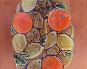 Vintage Inarco Ceramic Candy Nut Dish, Lemons & Oranges