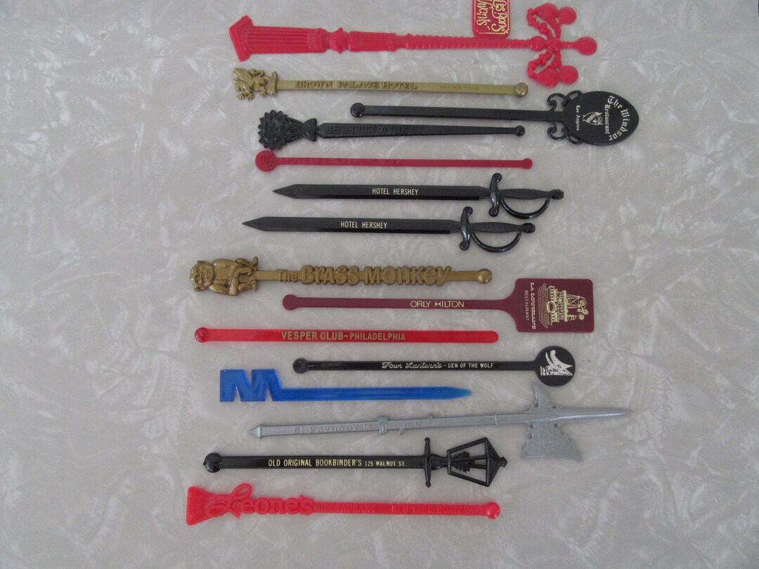 A Collection of 15 Plastic Swizzle Sticks Craft Supply Red Etsy