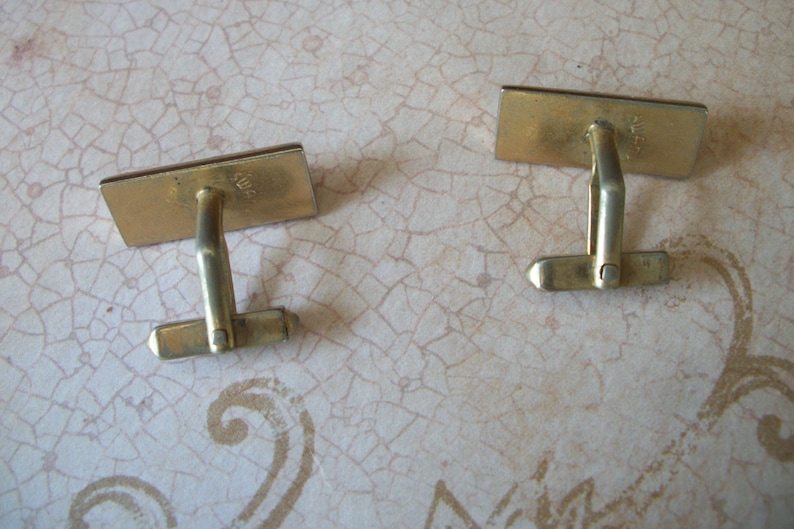 Vintage Mens Cuff Links Mid Century Goldtone Hickok USA