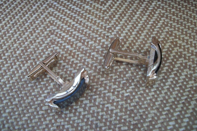 Vintage Mens Cuff Links Black Marchasite1960s 1970s