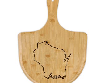 Tagliere per pizza in bambù del Wisconsin / Inciso