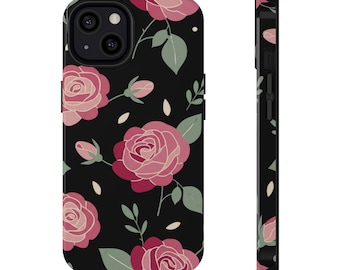 Custodia per telefono con motivo floreale di rose rosa - Compatibile con diversi modelli / Custodia resistente agli urti