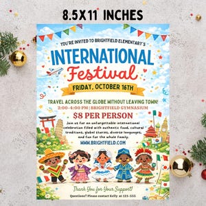 International School Festival Flyer: Multicultural Fair Invitation (Canva Template)